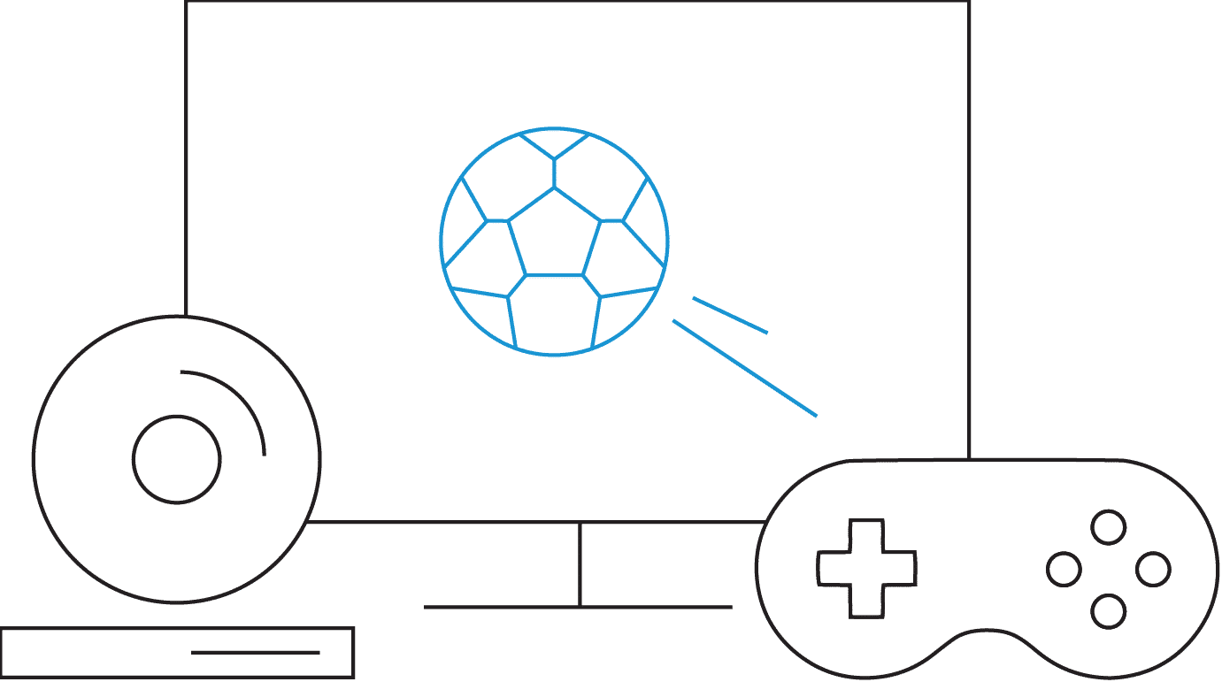 graphic of gaming system and television